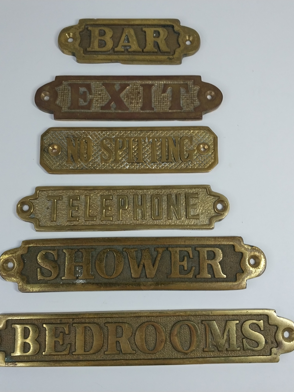 Vintage Solid Cast Brass Door Plaques Identification Signs Bedroom Bathroom Bar